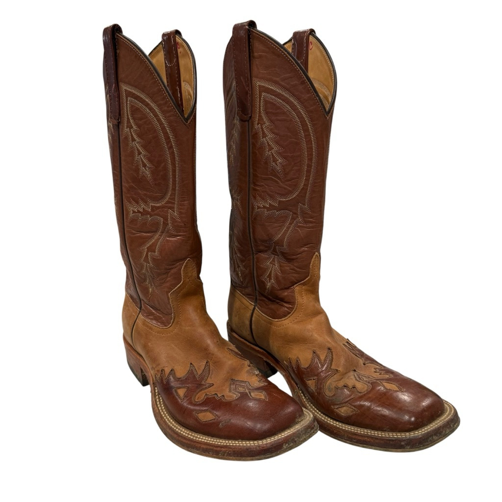 Anderson Bean Vintage Cowboy Boots Made USA Men’s 9 Leather Western